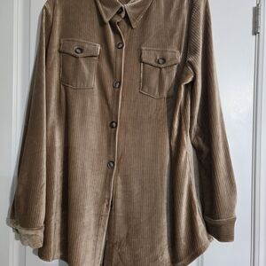 Brown Corduroy Button-Up Shirt